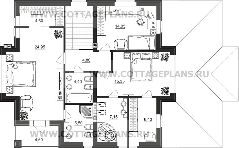 Поэтажные планы проект дома 100-42 общ. площадь 178,20 м2
