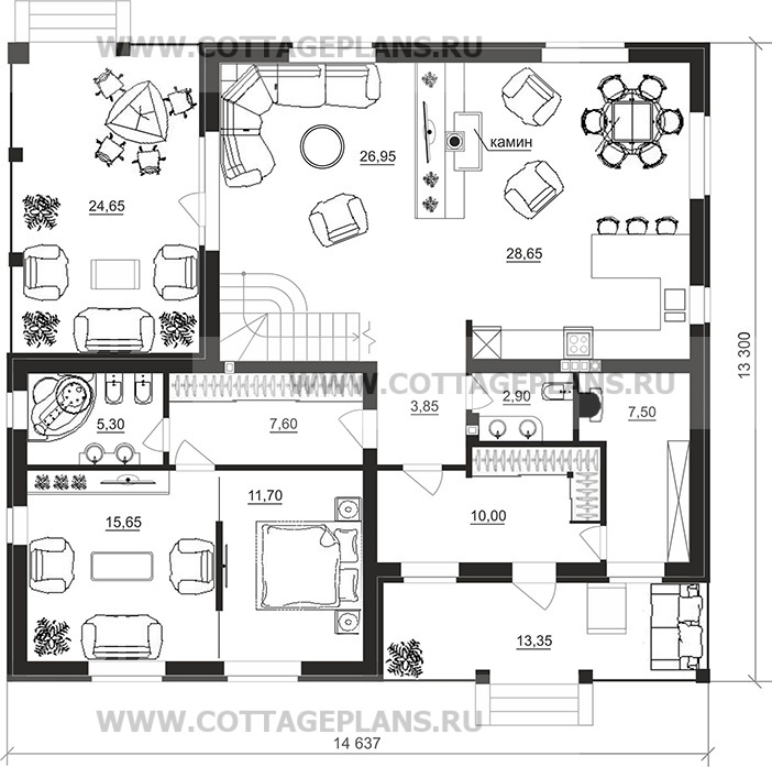 Поэтажные планы проект дома 97-73 общ. площадь 205,50 м2