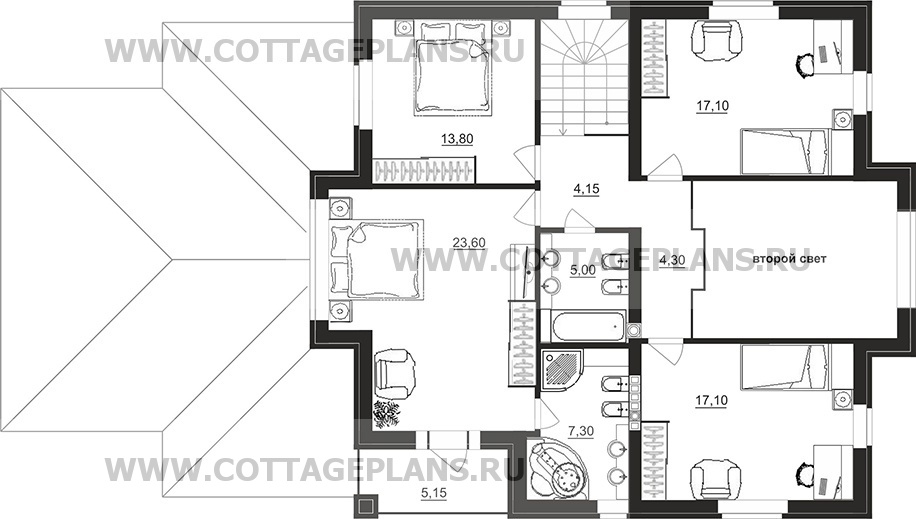 Поэтажные планы проект дома 95-69 общ. площадь 238,15 м2