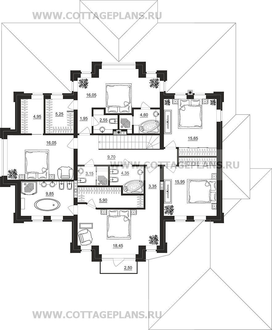 Поэтажные планы проект дома 202-17 общ. площадь 324,25 м2