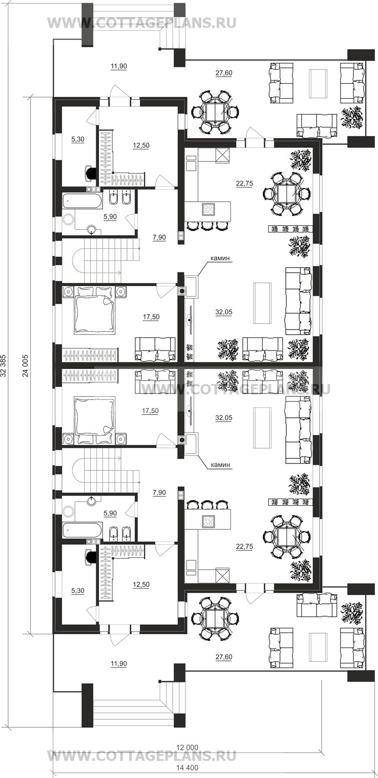 Поэтажные планы проект дома 26-30 общ. площадь 413,90 м2