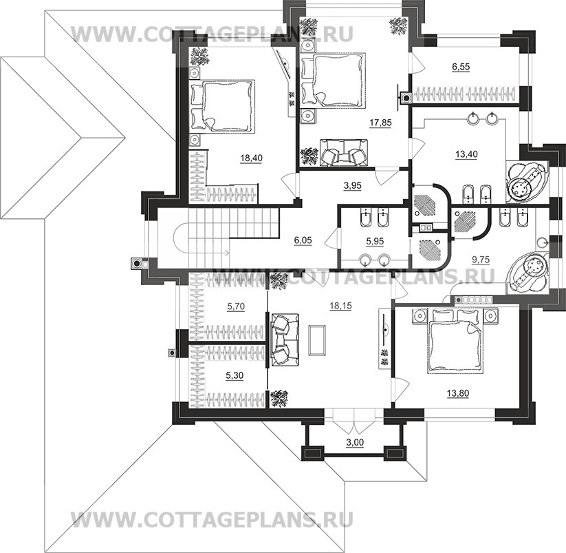 Поэтажные планы проект дома 102-02 общ. площадь 293,70 м2