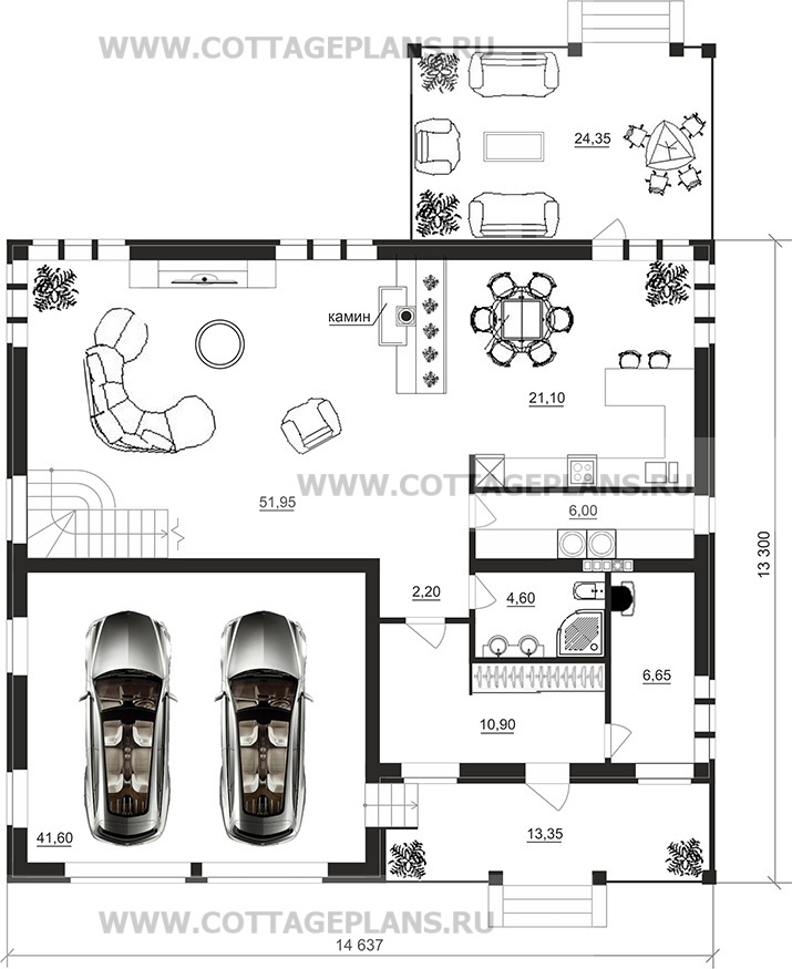 Поэтажные планы проект дома 77-47 общ. площадь 254,35 м2