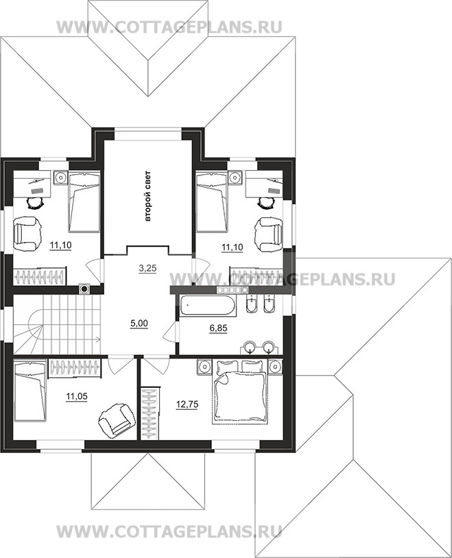 Поэтажные планы проект дома 77-09 общ. площадь 161,25 м2