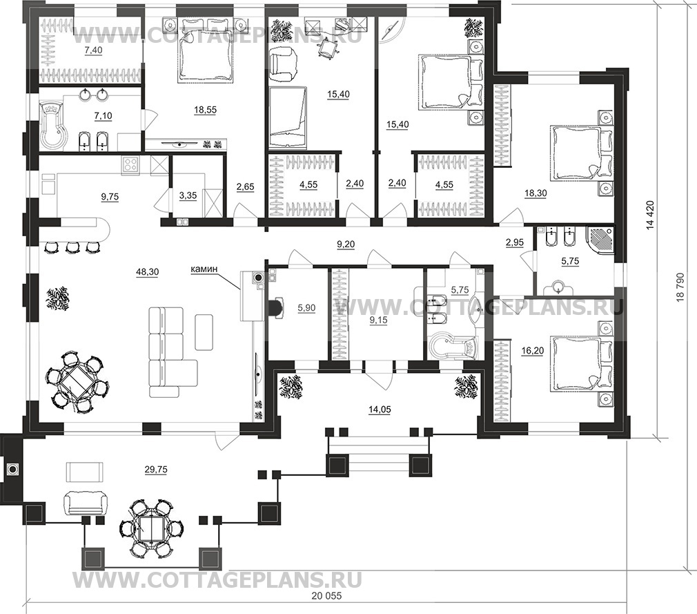 Поэтажные планы проект дома 902-50 общ. площадь 214,90 м2
