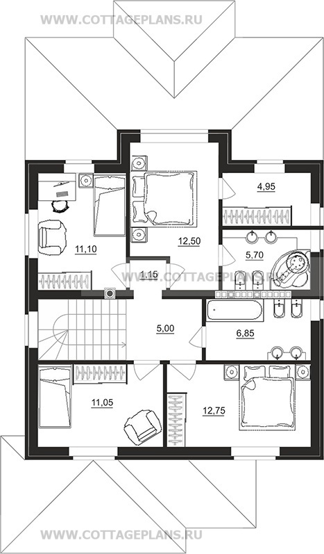 Поэтажные планы проект дома 93-64 общ. площадь 211,80 м2