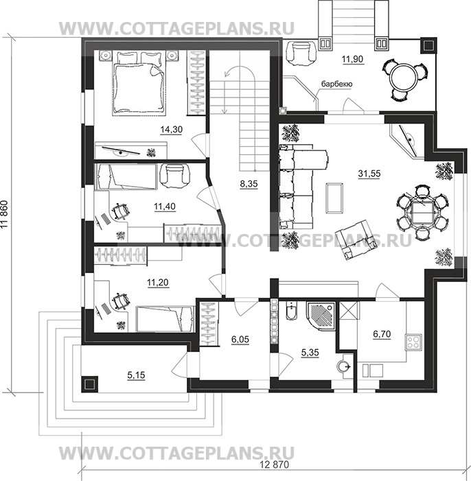 Поэтажные планы проект дома 96-05 общ. площадь 300,85 м2