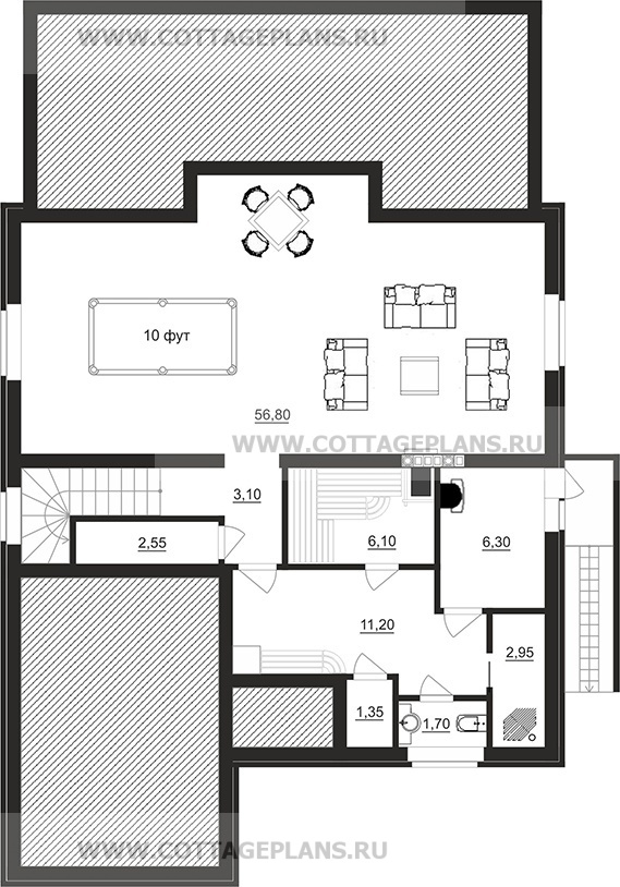 Поэтажные планы проект дома 98-08 общ. площадь 299,55 м2