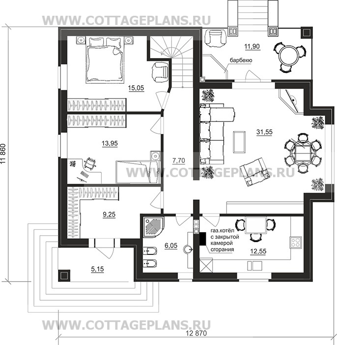 Поэтажные планы проект дома 92-87 общ. площадь 202,45 м2