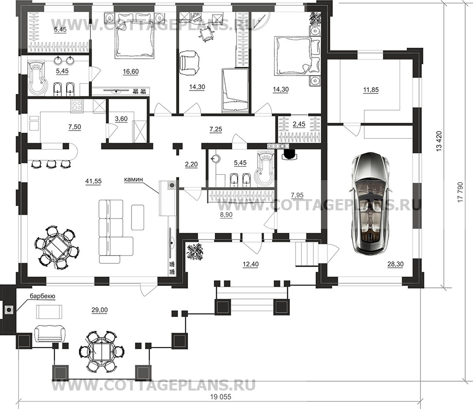 Поэтажные планы проект дома 90-87 общ. площадь 184,60 м2