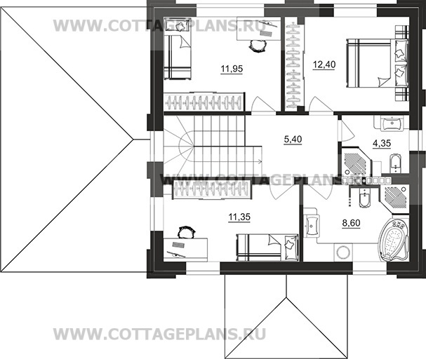 Поэтажные планы проект дома 208-11 общ. площадь 123,20м2