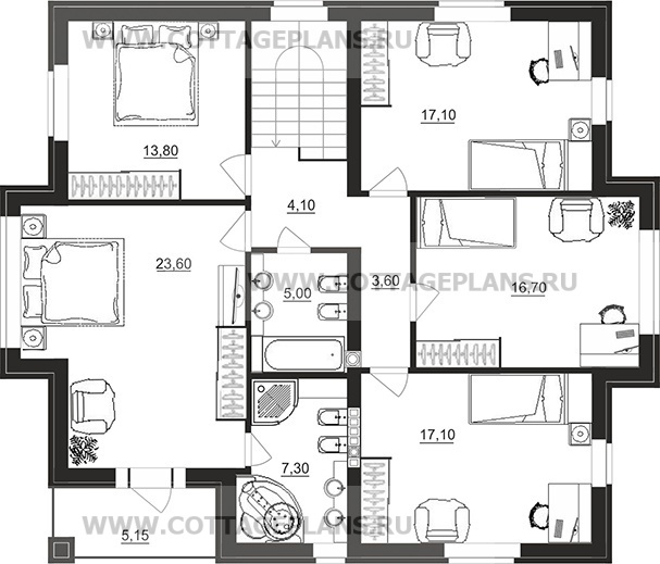 Поэтажные планы проект дома 92-87 общ. площадь 202,45 м2