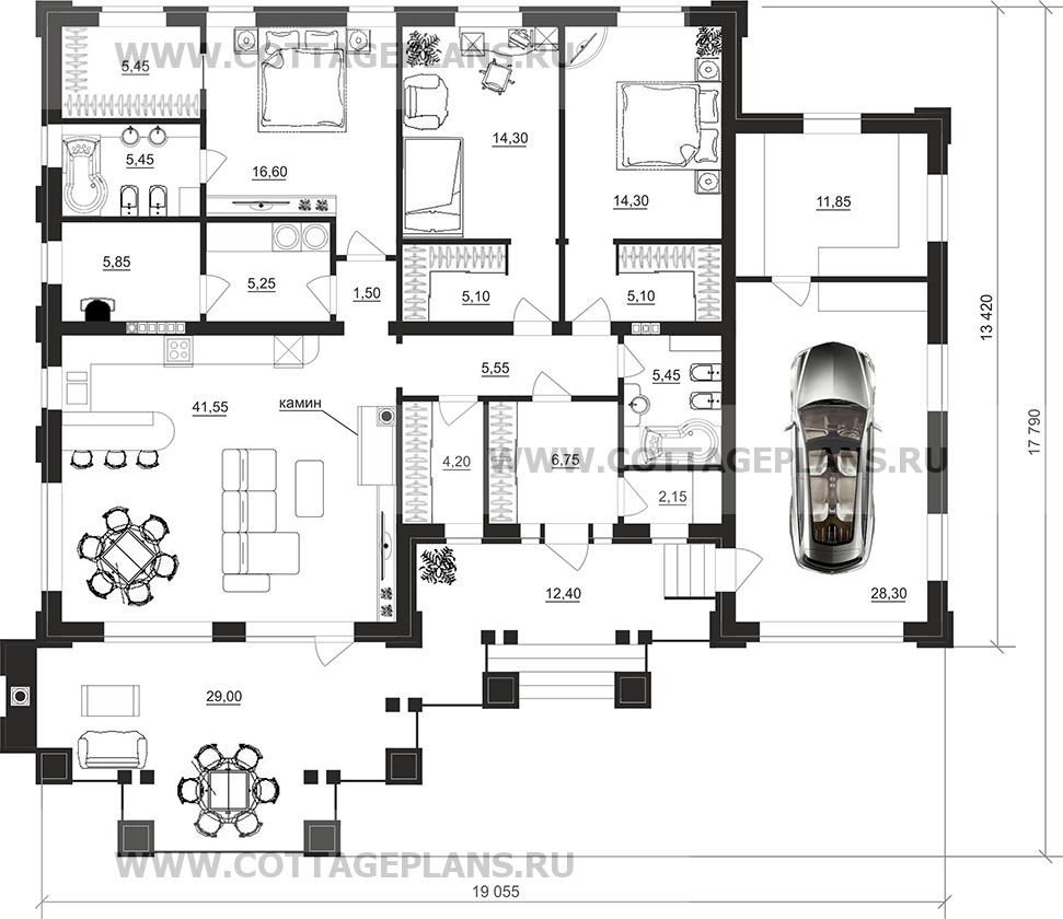 Поэтажные планы проект дома 07-87 общ. площадь 184,60 м2