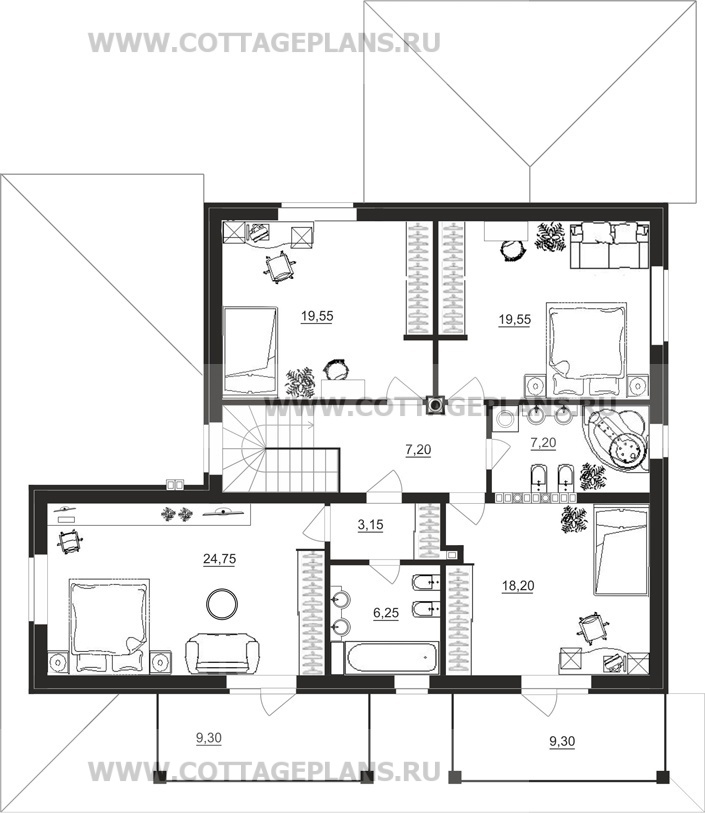 Поэтажные планы проект дома 96-00 общ. площадь 408,55 м2