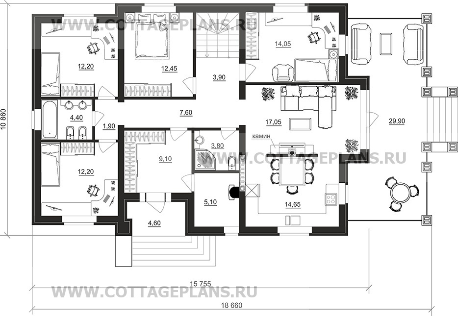 Поэтажные планы проект дома 78-25 общ. площадь 310,35м2