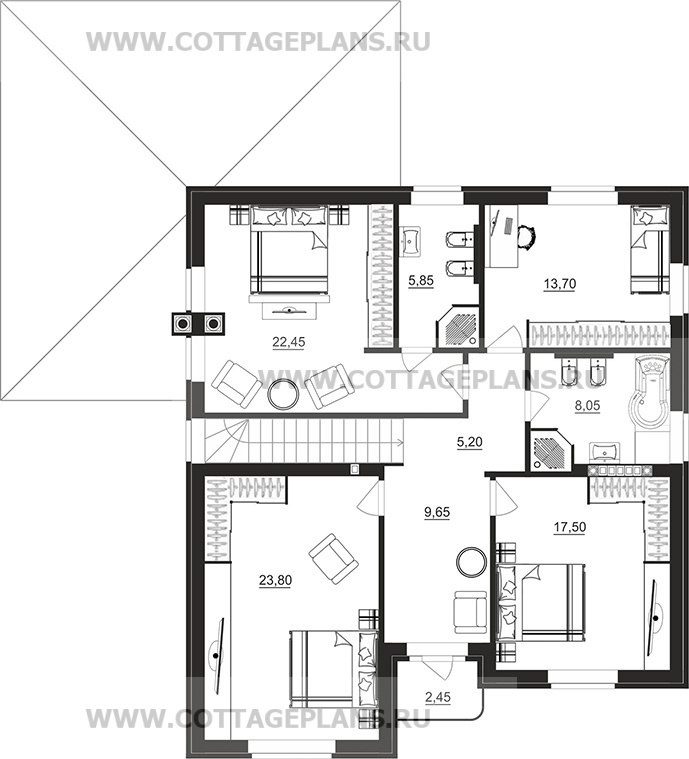 Поэтажные планы проект дома 206-30 общ. площадь 216,15 м2