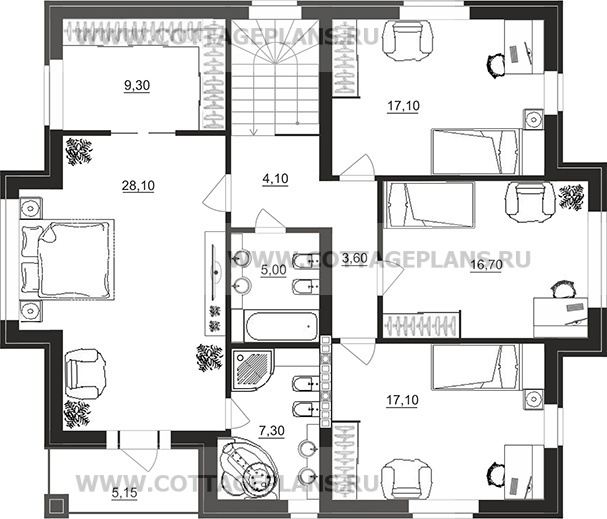 Поэтажные планы проект дома 92-87 общ. площадь 202,45 м2