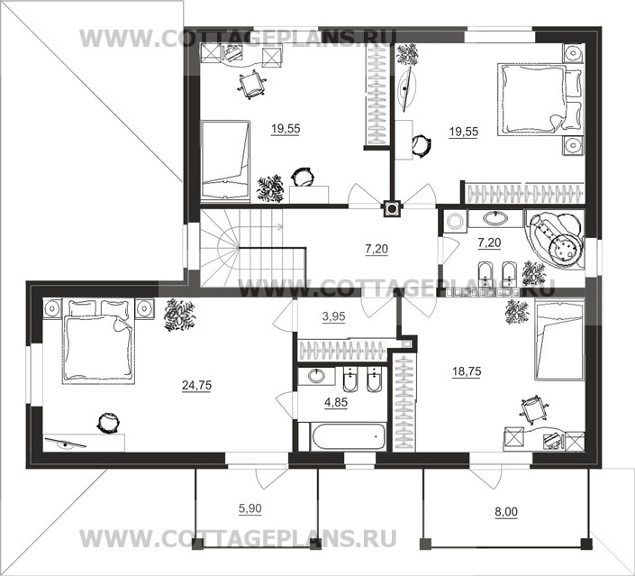 Поэтажные планы проект дома 16-63 общ. площадь 283,60 м2