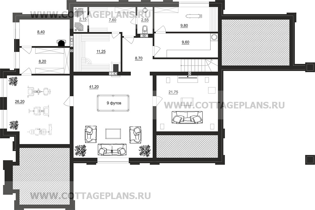 Поэтажные планы проект дома 203-43 общ. площадь 427,75 м2