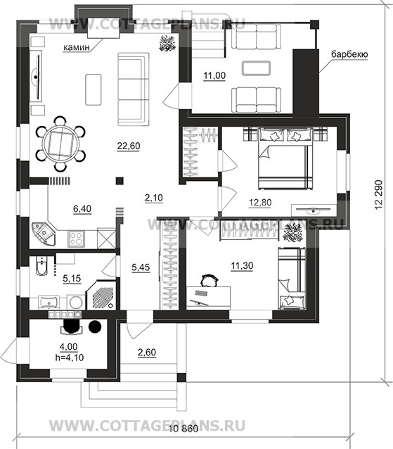 Поэтажные планы проект дома 902-75 общ. площадь 69,80м2