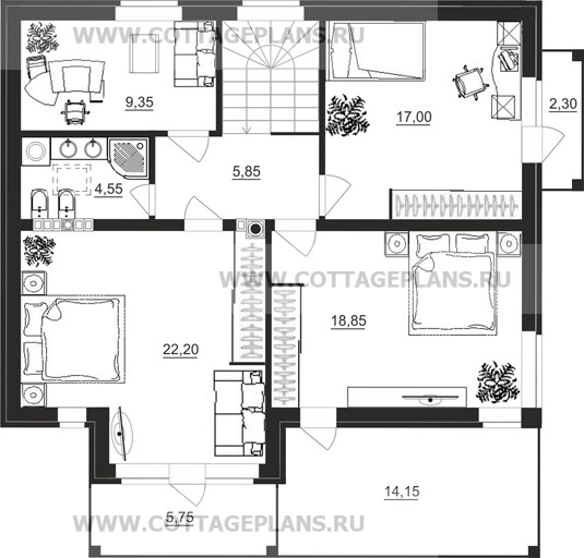Поэтажные планы проект дома 15-20 общ. площадь 147,30 м2