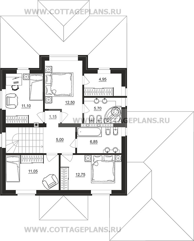 Поэтажные планы проект дома 71-59 общ. площадь 270,95м2