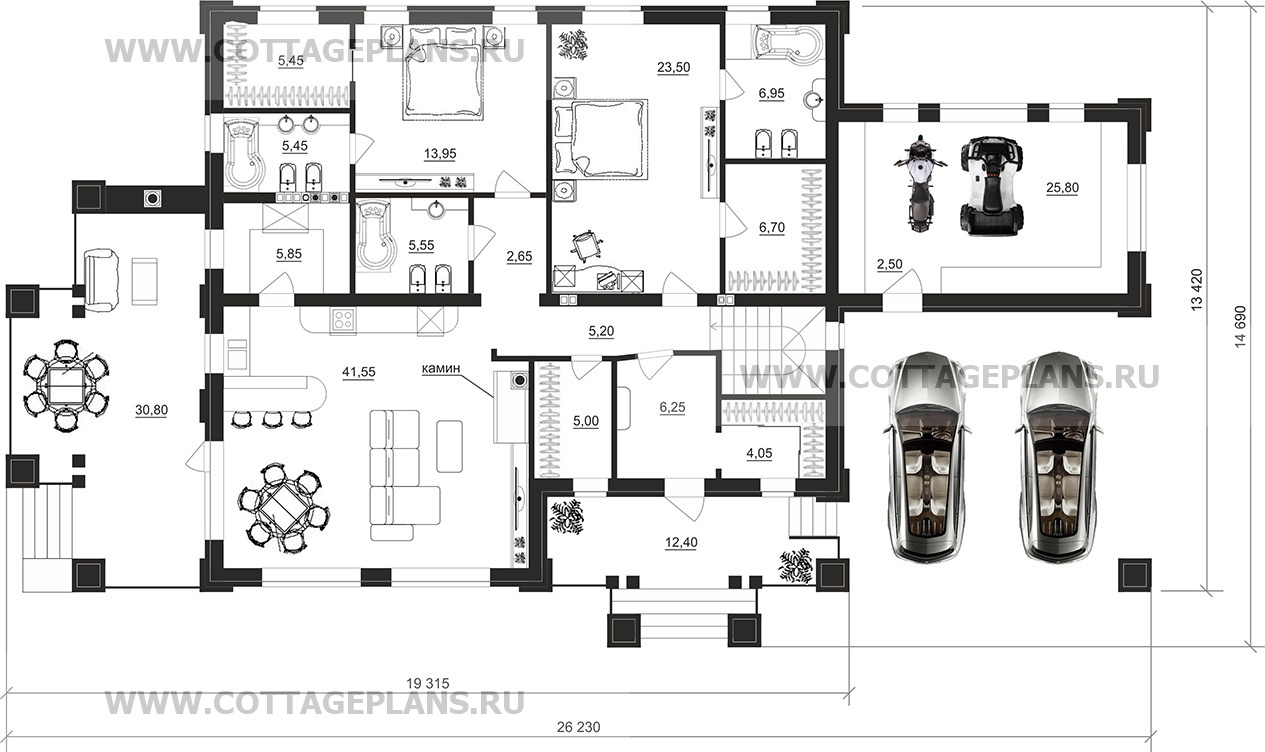Поэтажные планы проект дома 28-69 общ. площадь 307,20 м2
