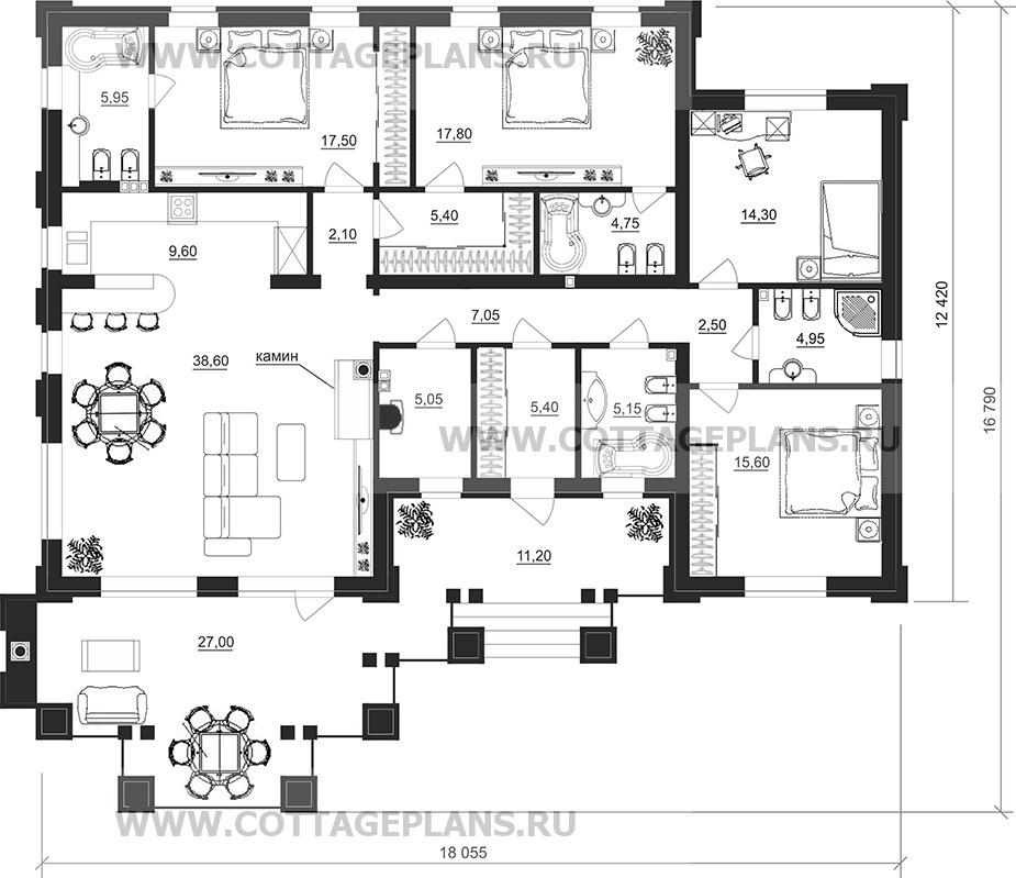 Поэтажные планы проект дома 702-48 общ. площадь 160,30 м2