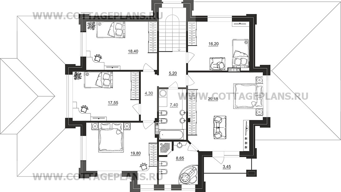 Поэтажные планы проект дома 200-89 общ. площадь 287,40 м2