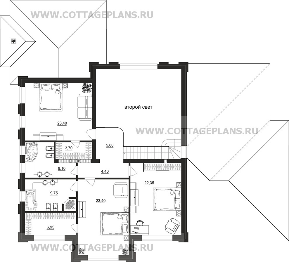 Поэтажные планы проект дома 203-98 общ. площадь 415,0 м2