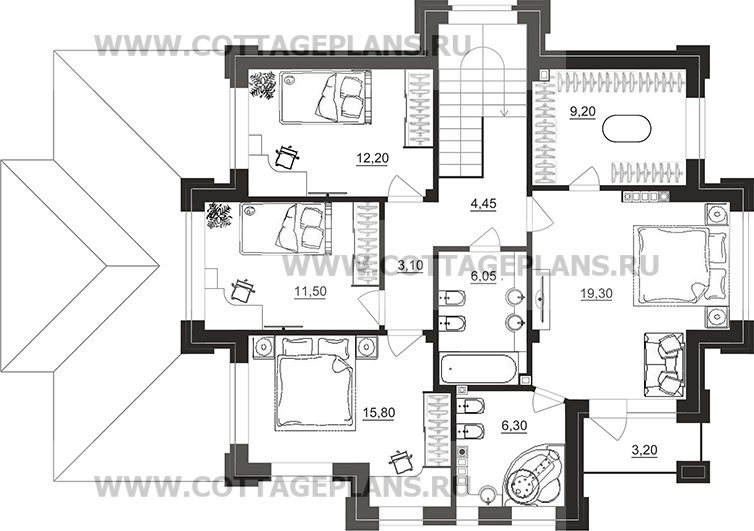 Поэтажные планы проект дома 200-78 общ. площадь 176,45 м2