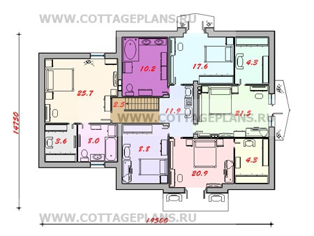 Поэтажные планы проект дома 47-93 общ. площадь 441 м2