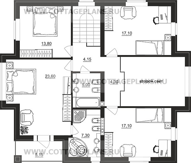 Поэтажные планы проект дома 76-59 общ. площадь 284,90 м2