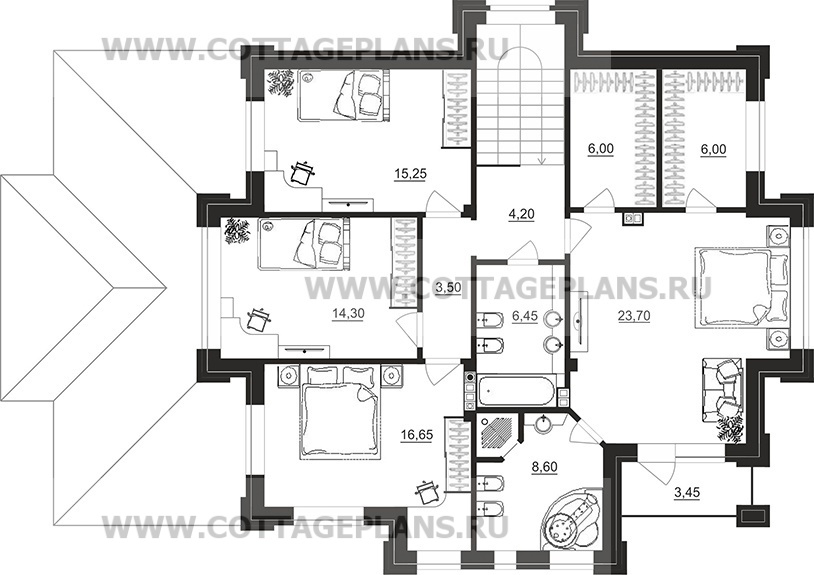 Поэтажные планы проект дома 200-79 общ. площадь 213,40 м2
