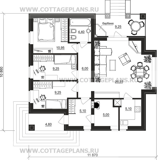 Поэтажные планы проект дома 07-44 общ. площадь 81,30 м2
