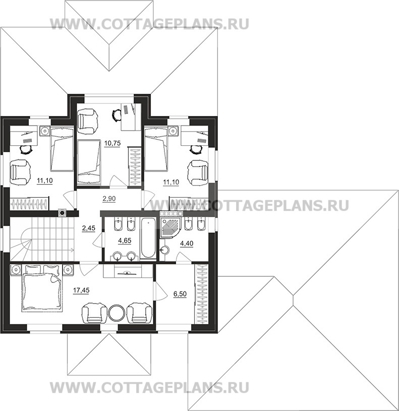 Поэтажные планы проект дома 29-75 общ. площадь 194,25 м2