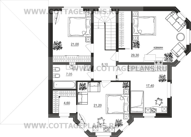 Поэтажные планы проект дома 14-03 общ. площадь 238,45 м2