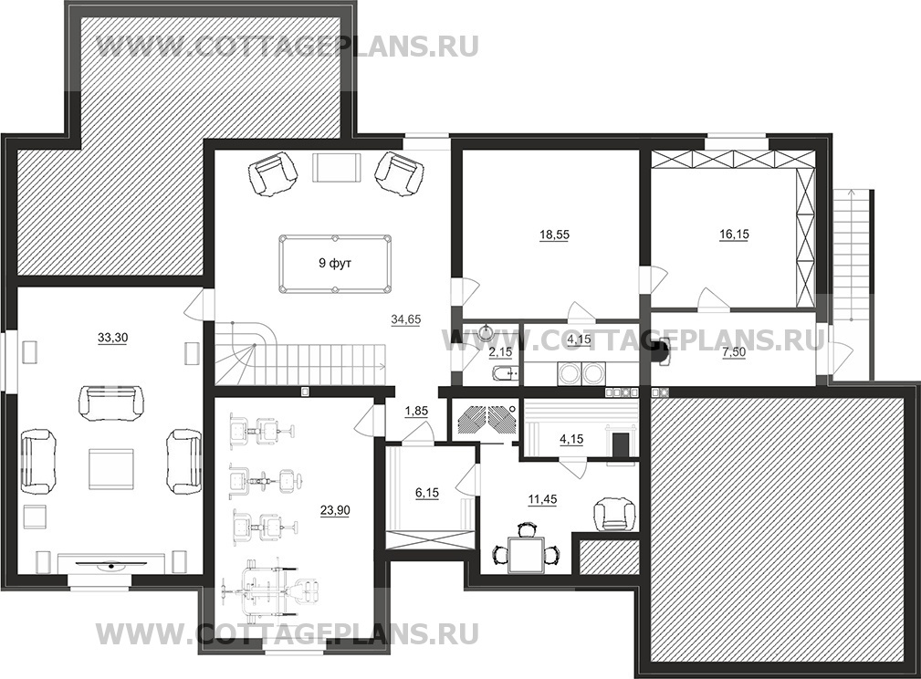 Поэтажные планы проект дома 08-23 общ. площадь 366,25 м2