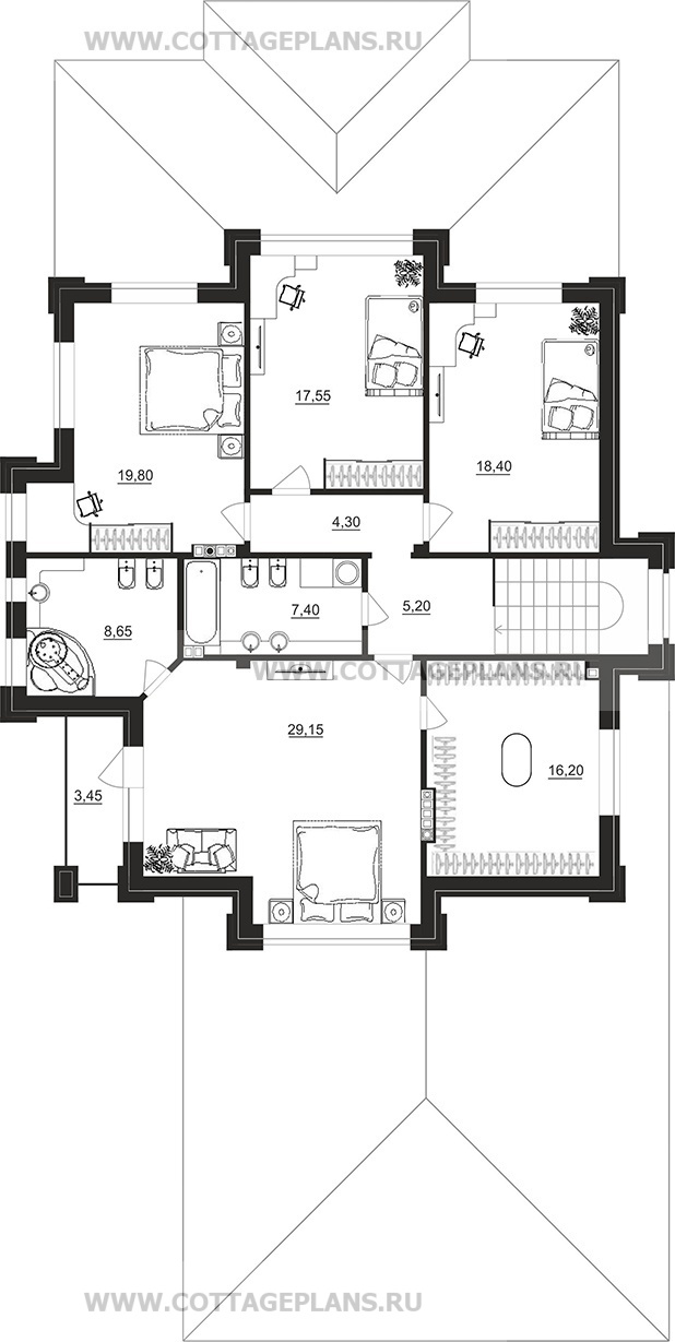 Поэтажные планы проект дома 201-86 общ. площадь 418,30 м2
