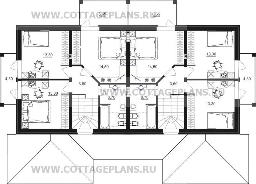 Поэтажные планы проект дома 09-03 общ. площадь 215,05 м2