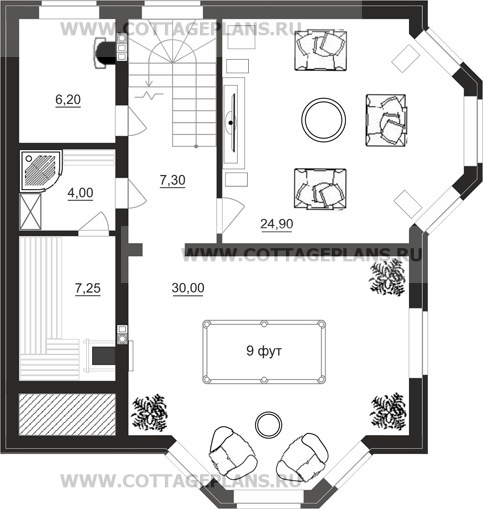 Поэтажные планы проект дома 14-69 общ. площадь 231,87 м2