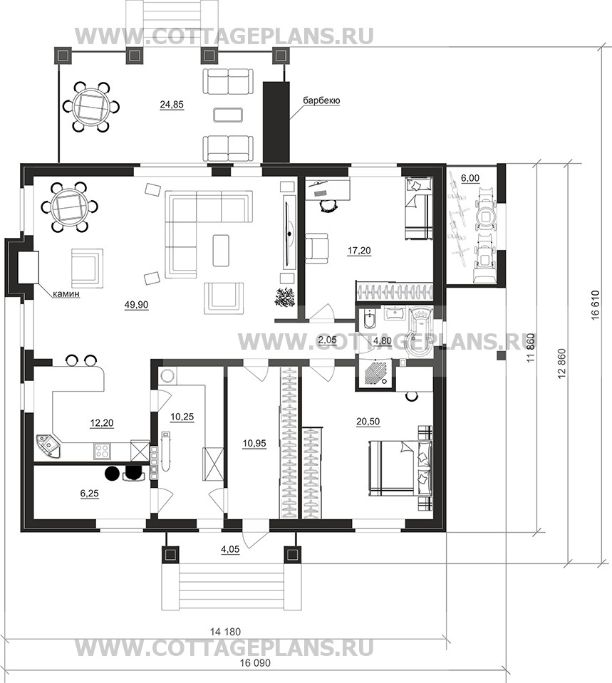 Поэтажные планы проект дома 700-59 общ. площадь 133,45м2