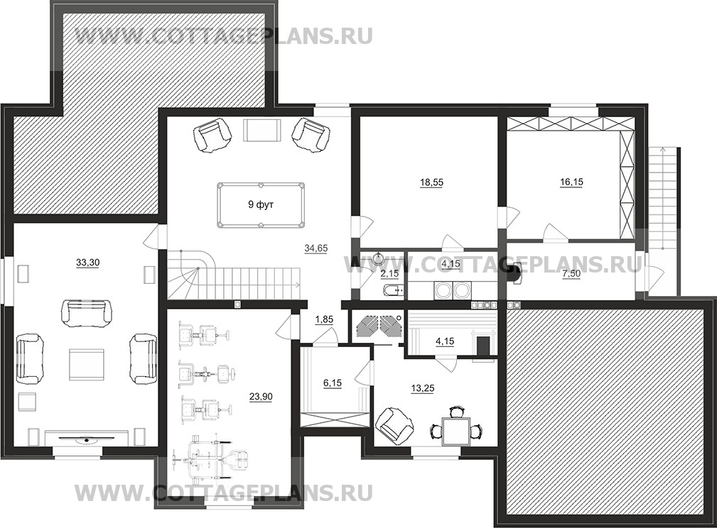 Поэтажные планы проект дома 08-23 общ. площадь 366,25 м2