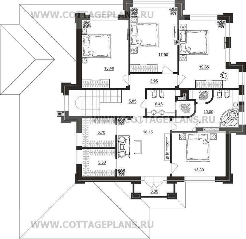 Поэтажные планы проект дома 201-98 общ. площадь 395,40 м2