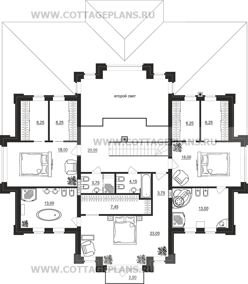 Поэтажные планы проект дома 200-23 общ. площадь 311,70 м2