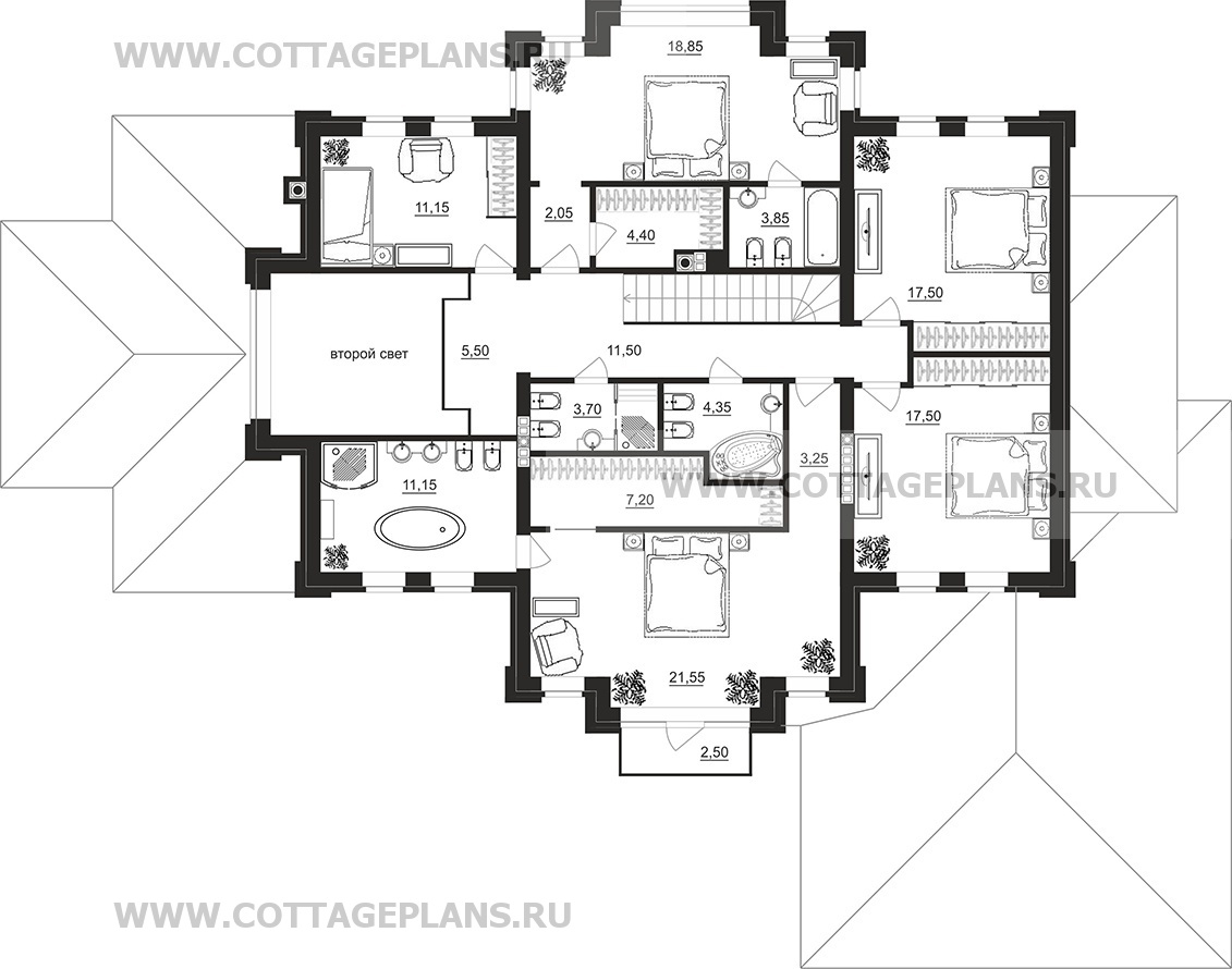 Поэтажные планы проект дома 101-35 общ. площадь 487,00 м2
