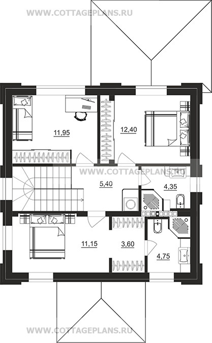 Поэтажные планы проект дома 106-57 общ. площадь 108,20м2