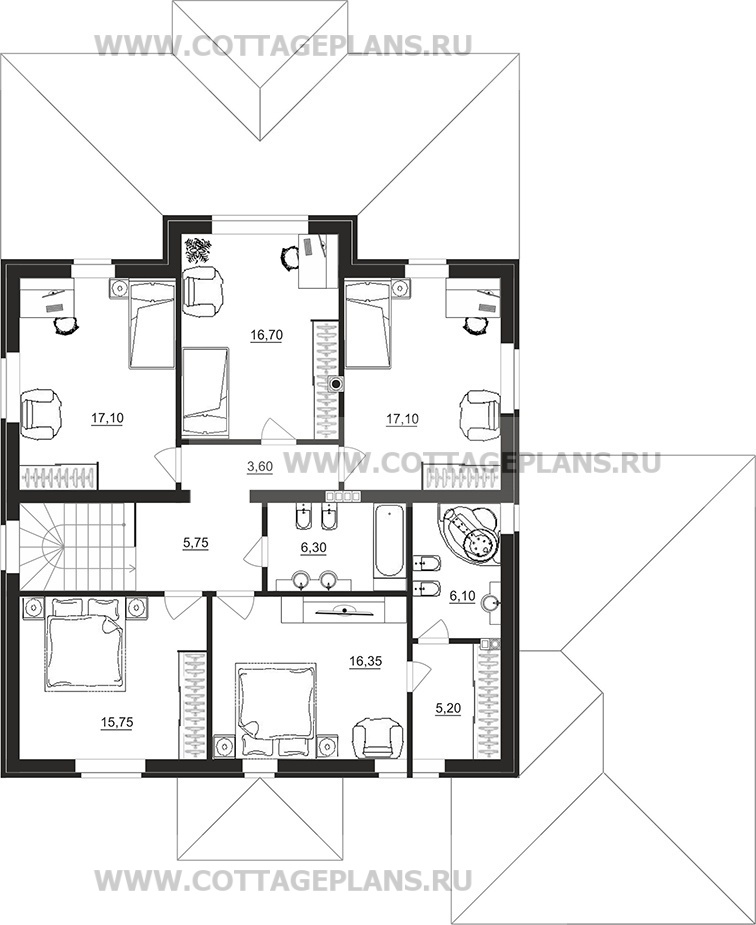 Поэтажные планы проект дома 29-74 общ. площадь 249,65м2