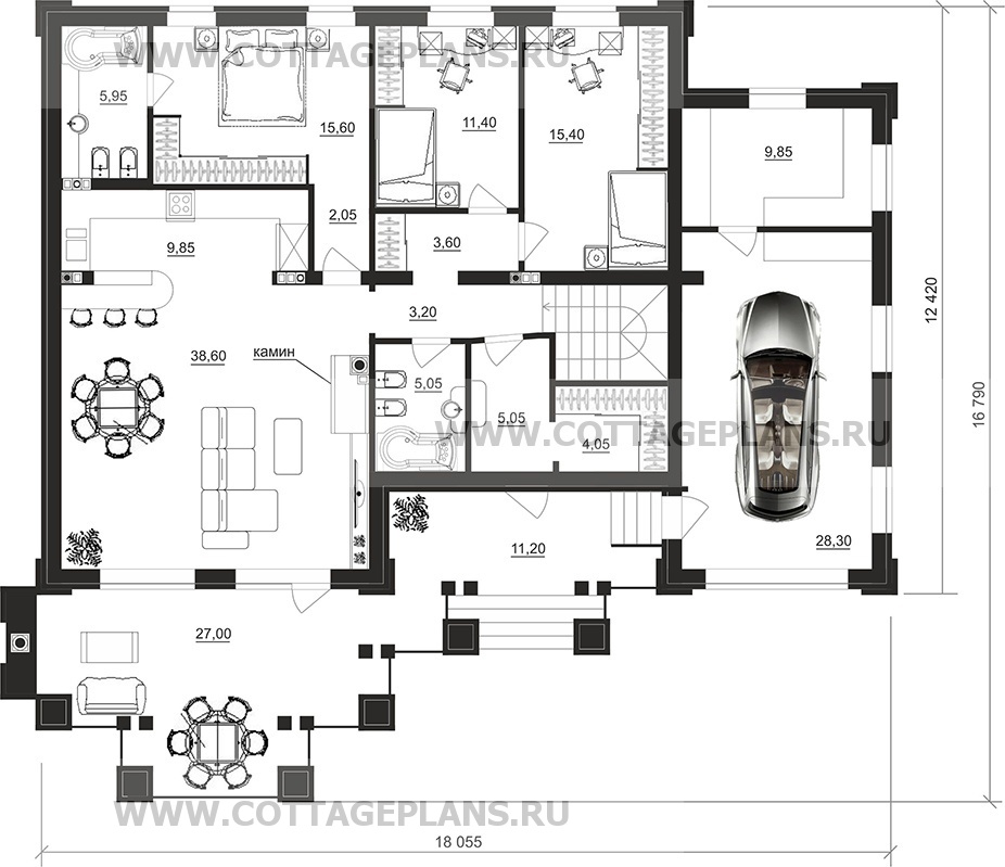 Поэтажные планы проект дома 28-86 общ. площадь 267,05 м2