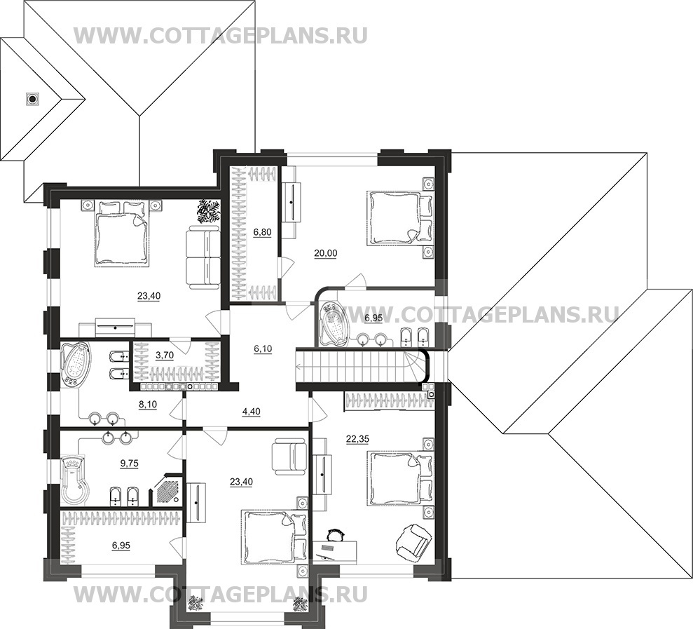 Поэтажные планы проект дома 205-34 общ. площадь 449,25 м2